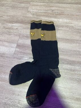Harley-Davidson Black and Tan Athletic Crew Socks with Embroidered Crest